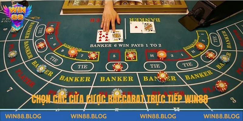 Chọn các cửa cược khi chơi Baccarat trực tiếp Win88 